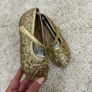 Girls Gold Glitter Ballet Flats